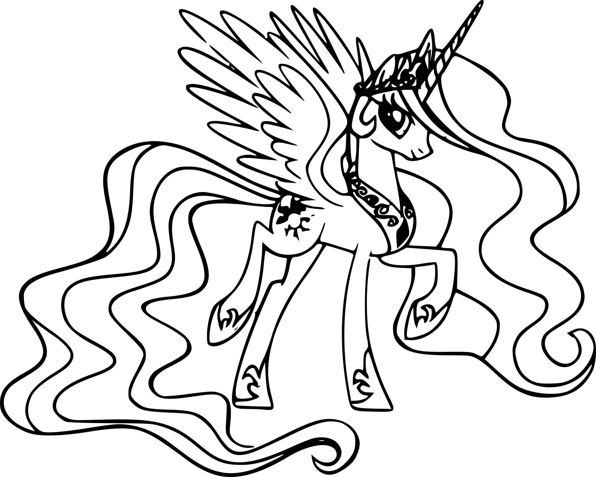 Coloriage de Célestia avec un arrière-plan de nuages