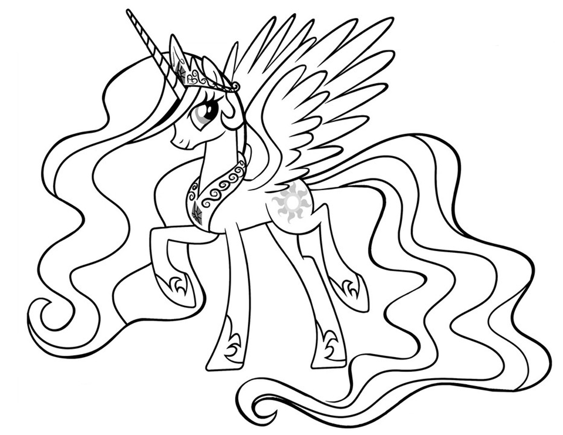 Coloriage de Célestia avec un décor de ciel étoilé Coloriage de Célestia avec un décor de ciel étoilé