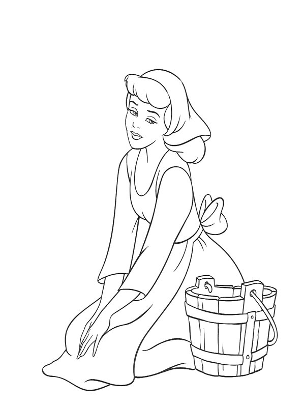 Cendrillon dans sa robe de bal, entourée d'objets enchantés