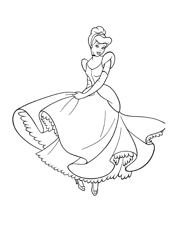 Cendrillon dans sa magnifique robe au bal, entourée de son univers féerique