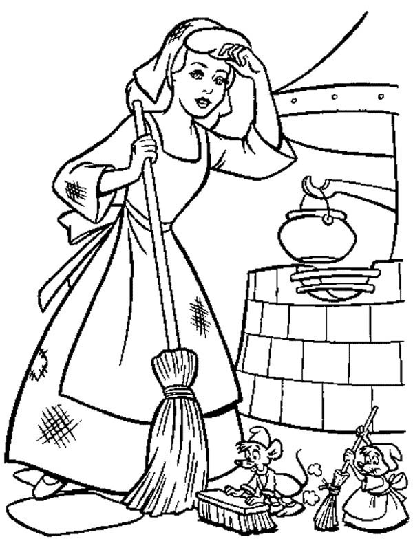 Cendrillon en pleine préparation pour le bal dans son jardin
