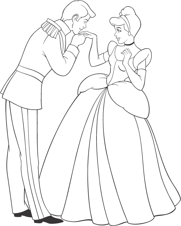 Cendrillon dans sa robe de bal au milieu de la cour du château