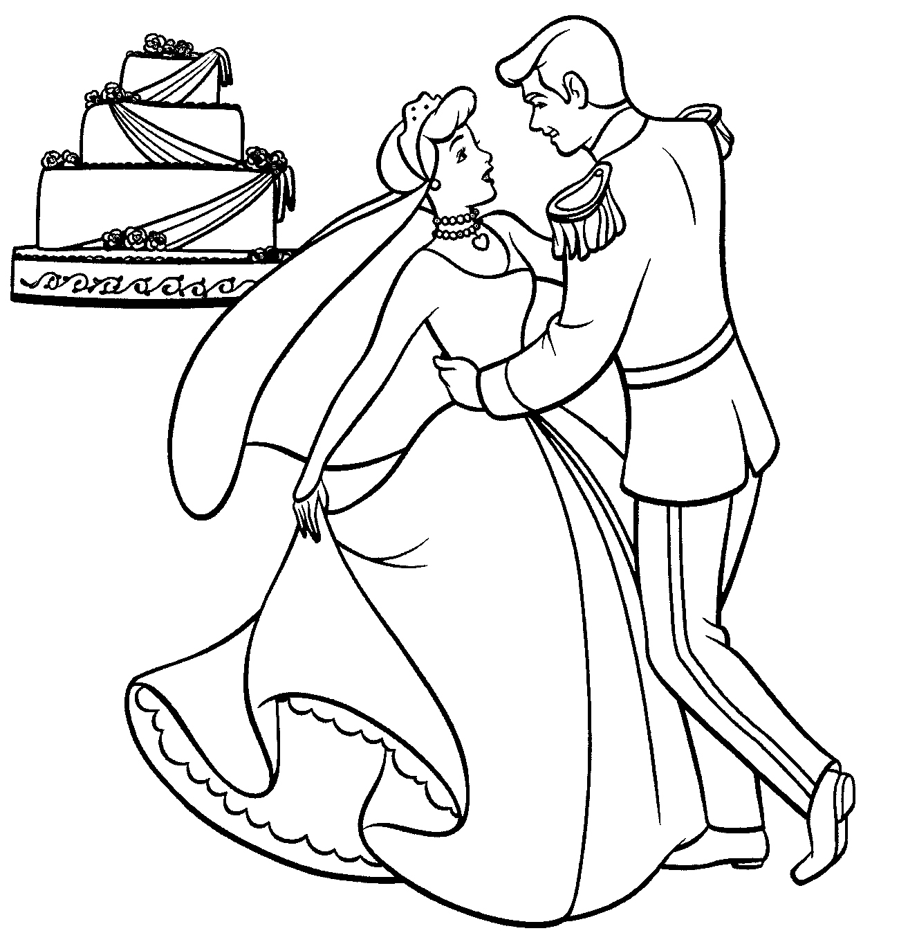 Cendrillon dans sa robe de bal, attendant le prince au château