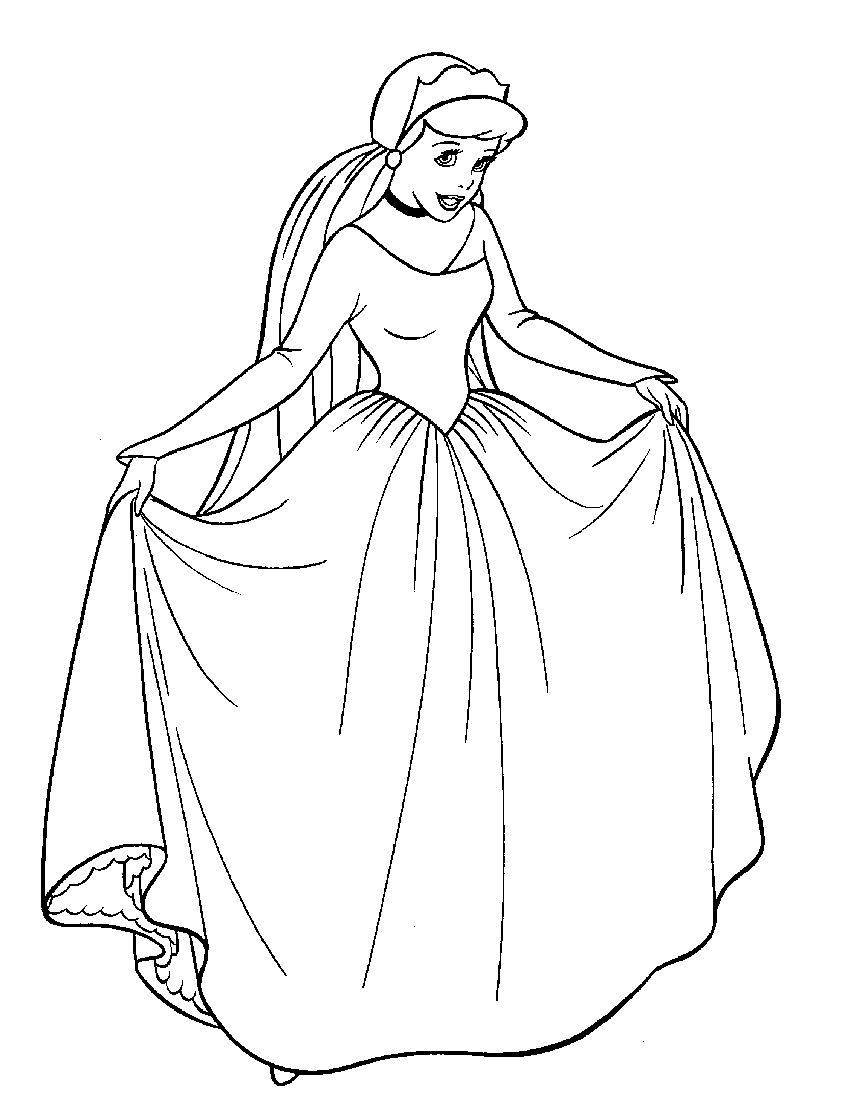 Cendrillon dans sa robe de bal au milieu du château