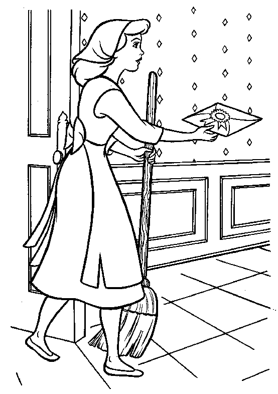 Cendrillon dans sa robe de bal, attendant à la porte du château