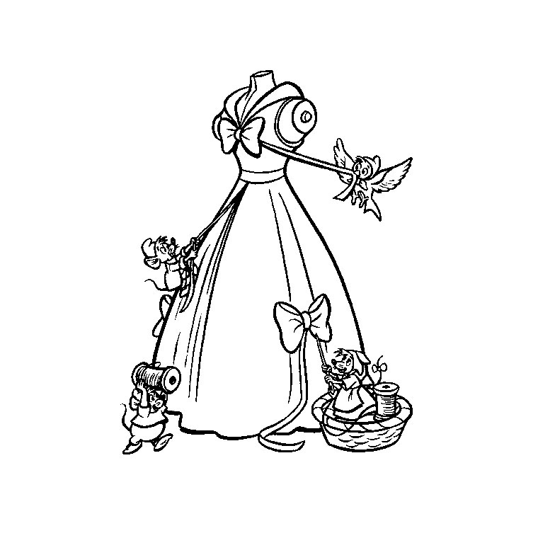 Cendrillon en train de danser au bal, vêtue de sa belle robe