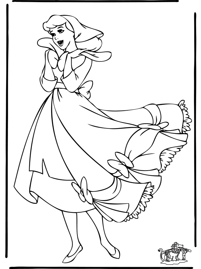 Cendrillon dans sa robe de bal au milieu du château