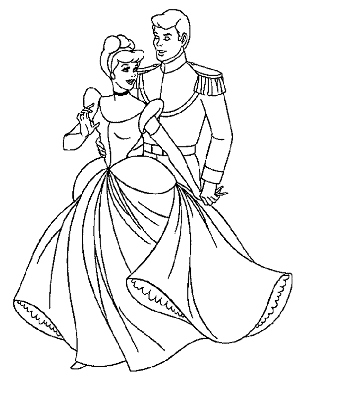 Cendrillon dans sa robe de bal, entourée d'oiseaux et de fleurs