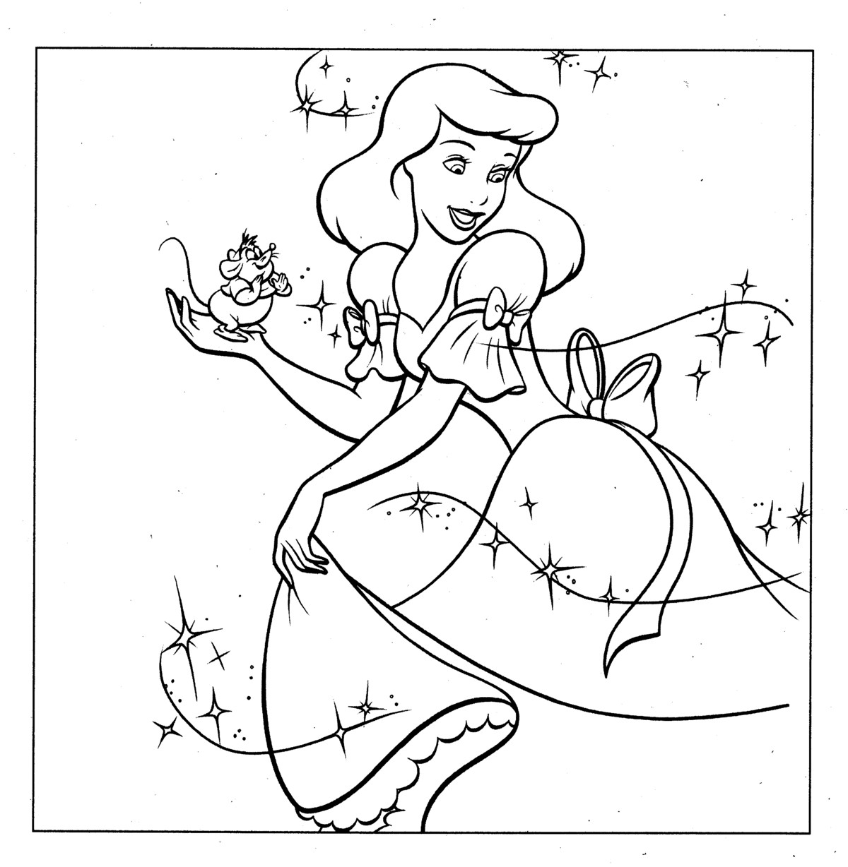 Cendrillon dans sa robe de bal au château