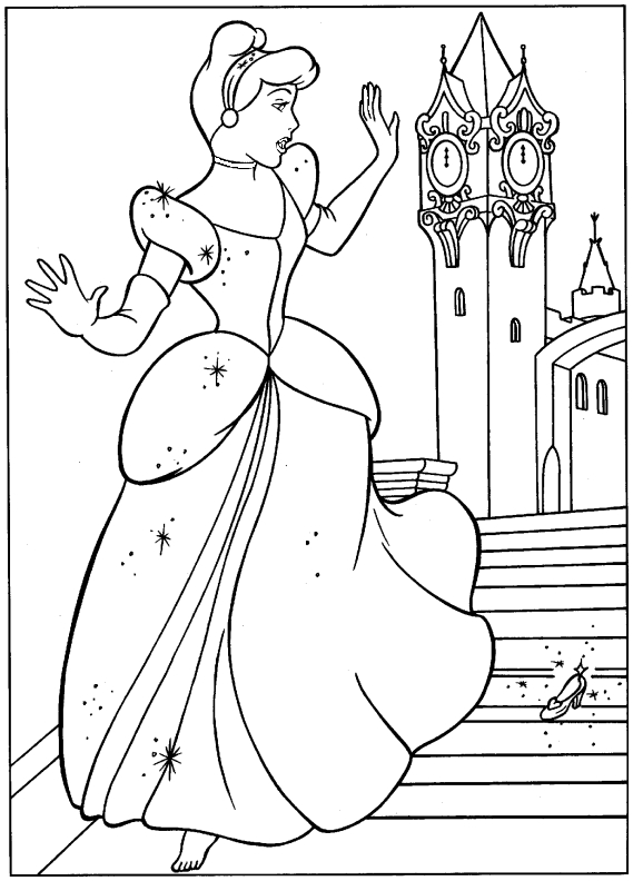 Cendrillon dans sa robe de bal, entourée de son univers féerique
