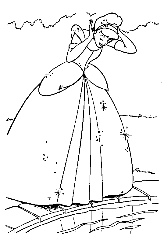 Cendrillon au bal, vêtue de sa magnifique robe