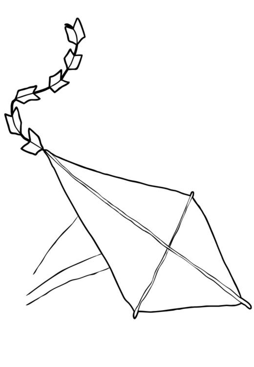 Coloriage d'un cerf-volant flottant dans le ciel ensoleillé