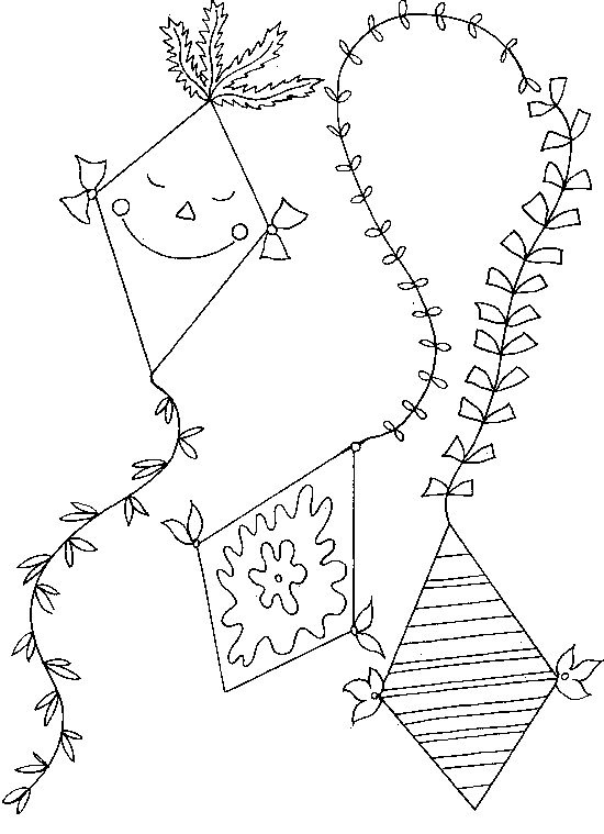 Coloriage d'un cerf-volant s'élevant dans le ciel