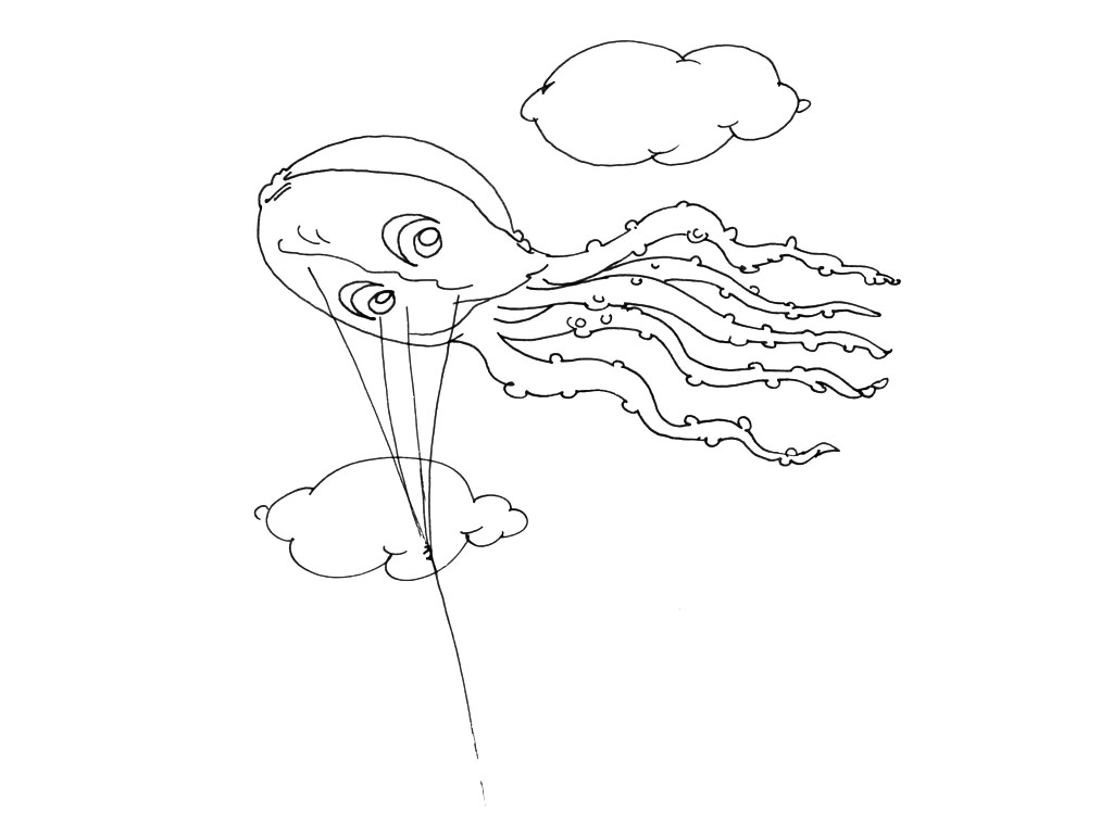 Coloriage d’un cerf-volant dans un ciel ensoleillé