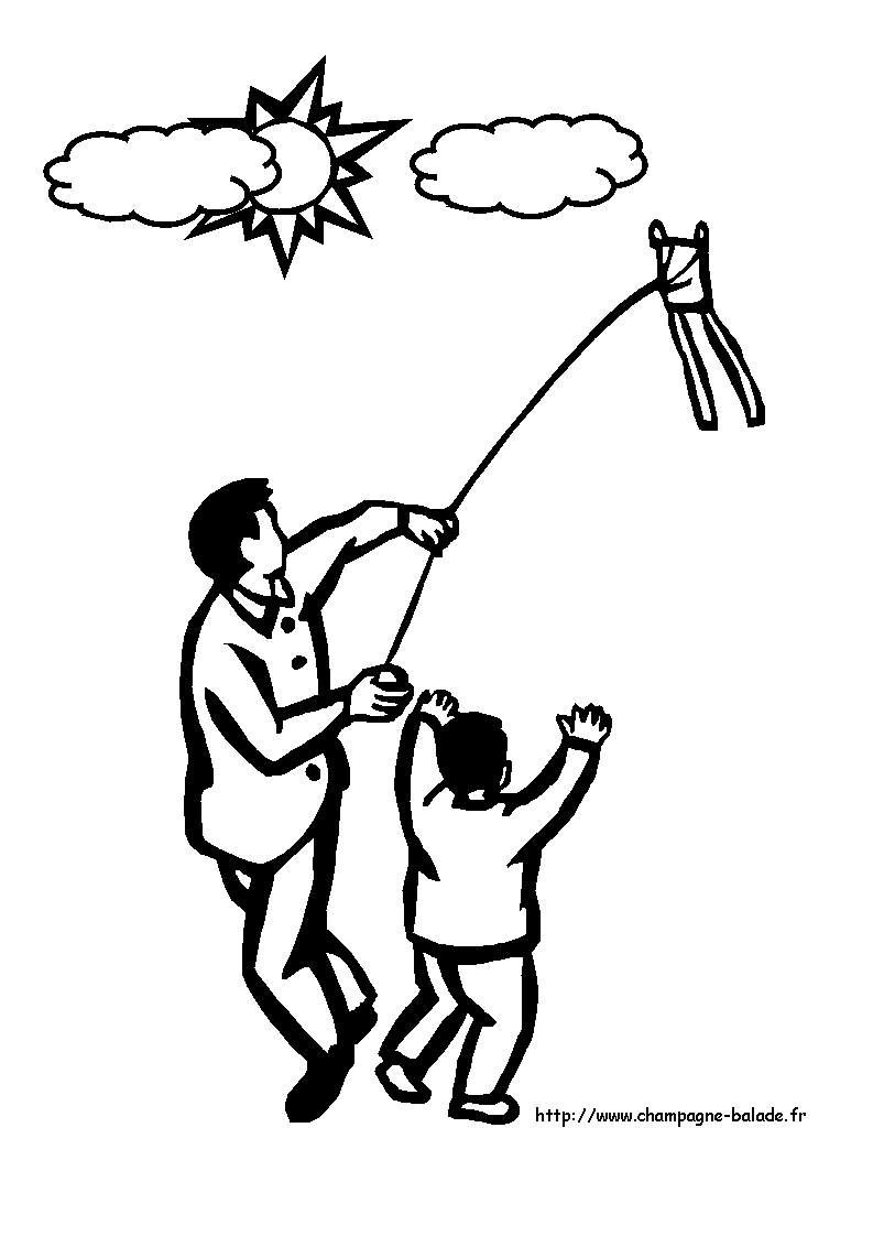 Coloriage d'un cerf-volant flottant dans un ciel dégagé