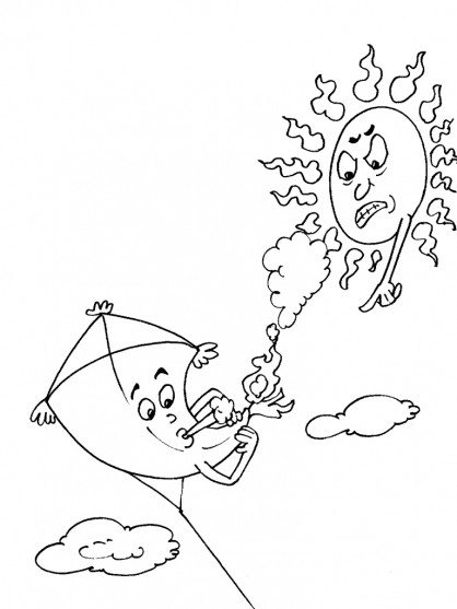 Coloriage d'un cerf-volant dans le ciel