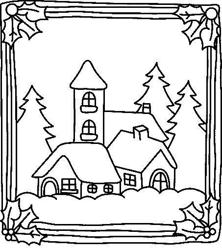 Coloriage d’un chalet en bois entouré de nature