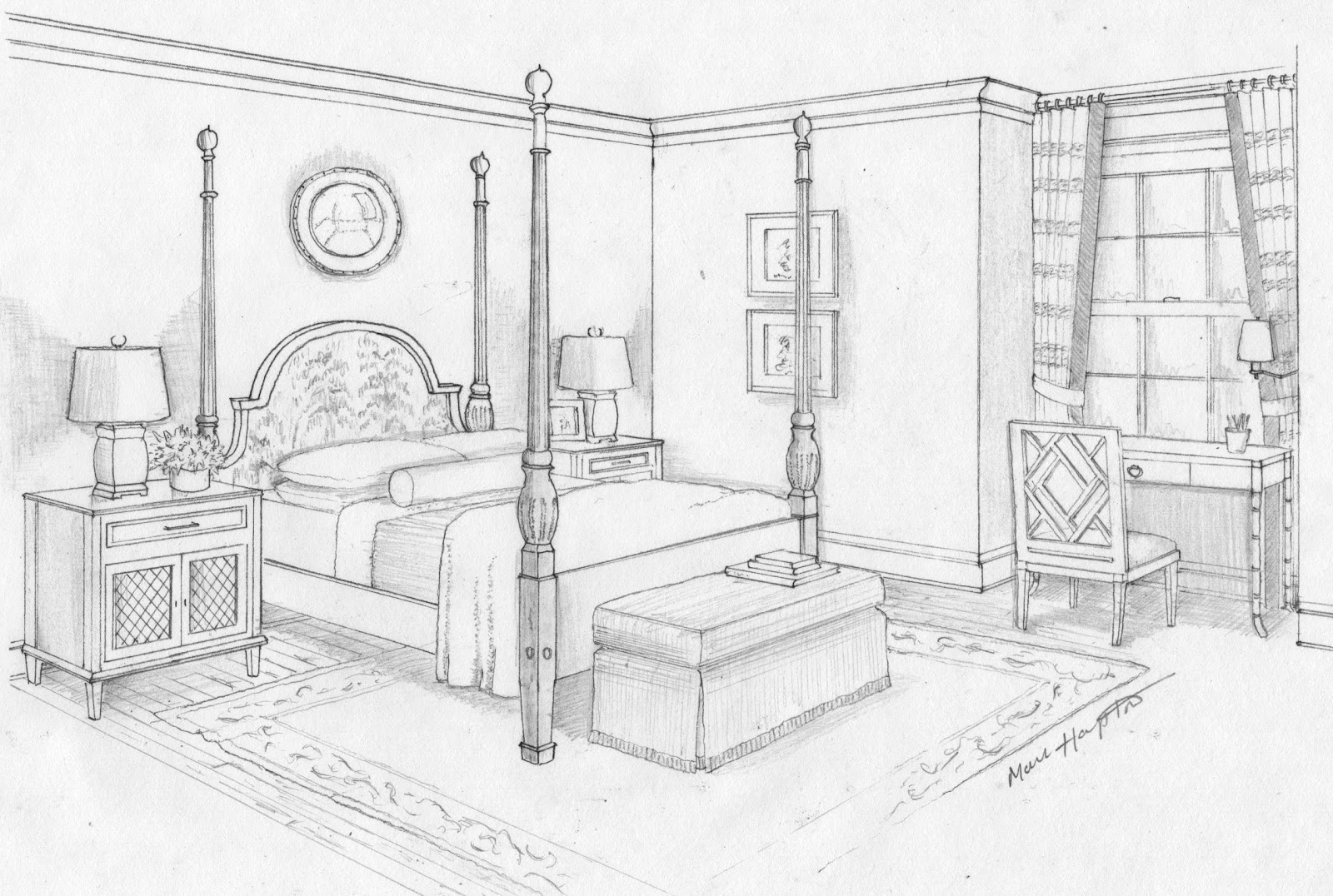 Coloriage d'une chambre enfantine avec des meubles et des accessoires