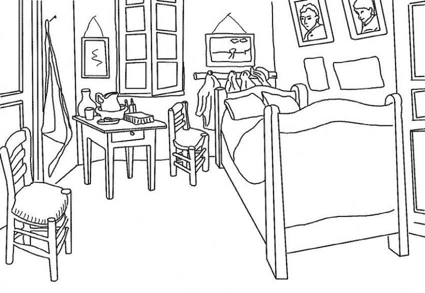 Coloriage d'une chambre chaleureuse et accueillante