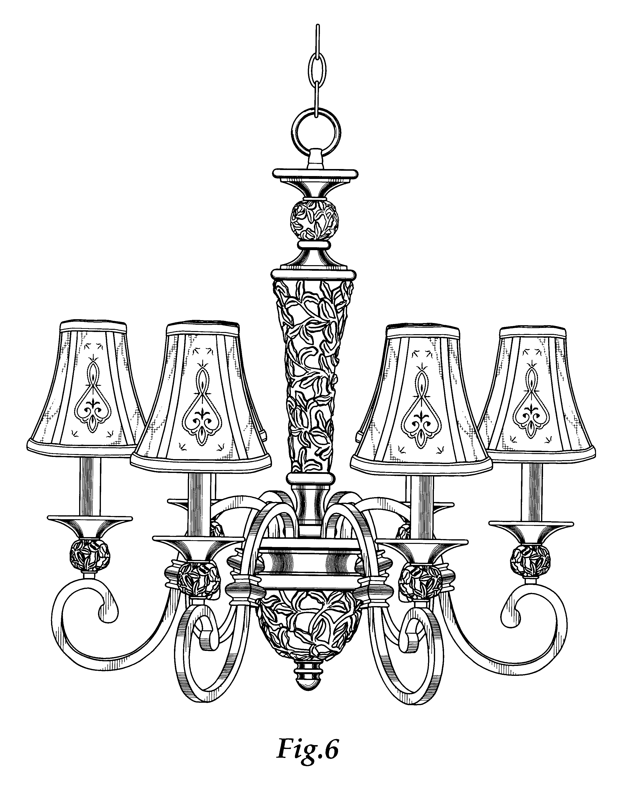 Coloriage d'un chandelier élégant suspendu dans un intérieur