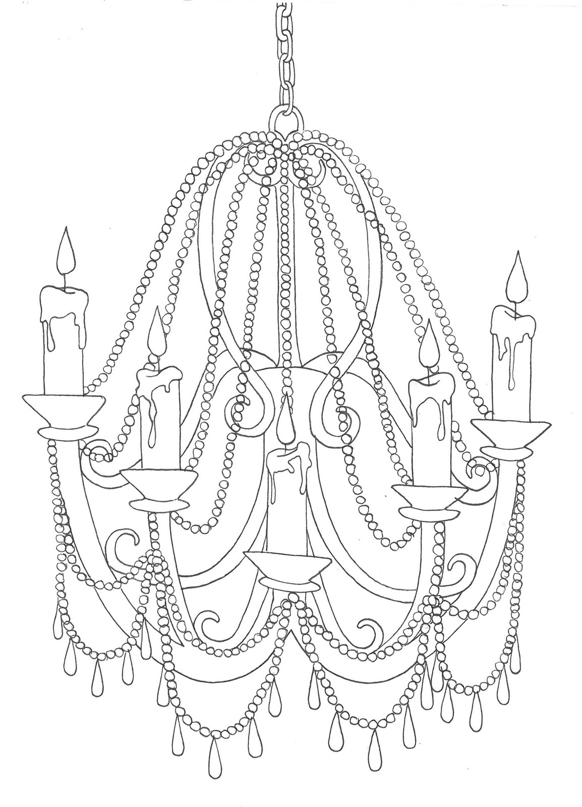 Coloriage d'un chandelier élégant suspendu dans un espace décoratif