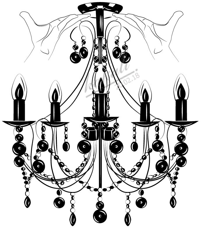 Coloriage d'un chandelier orné avec des bougies et des décorations