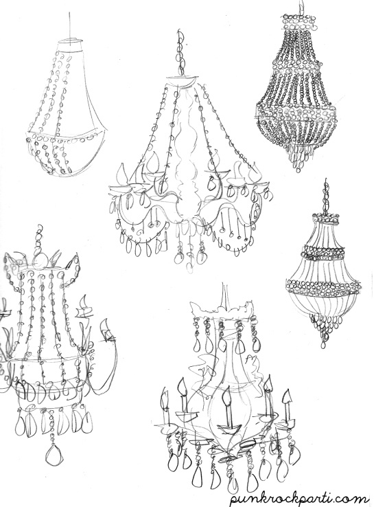 Coloriage d'un élégant chandelier suspendu dans un intérieur décoré