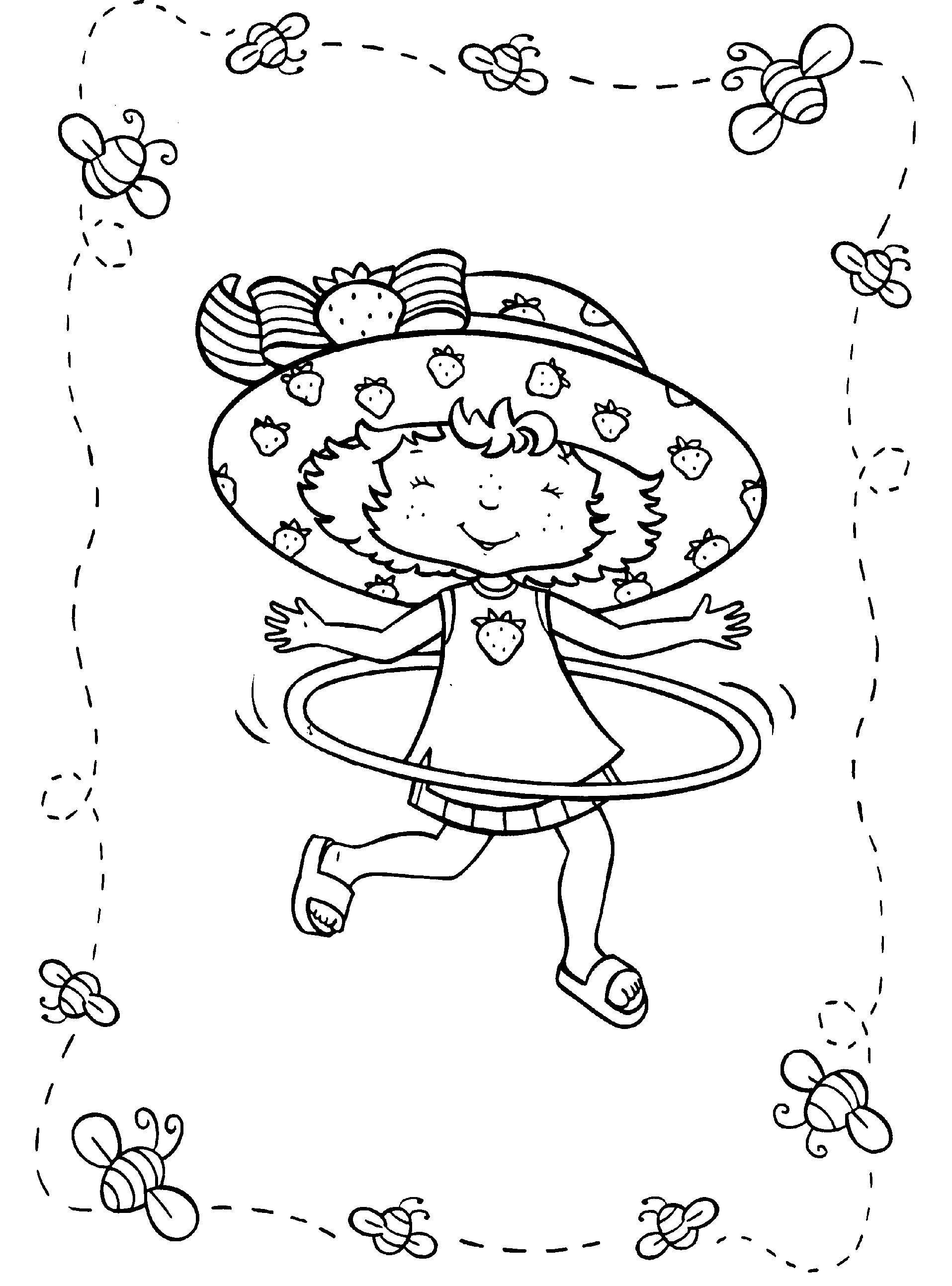 Charlotte aux fraises et Fraisinette dans un jardin coloré