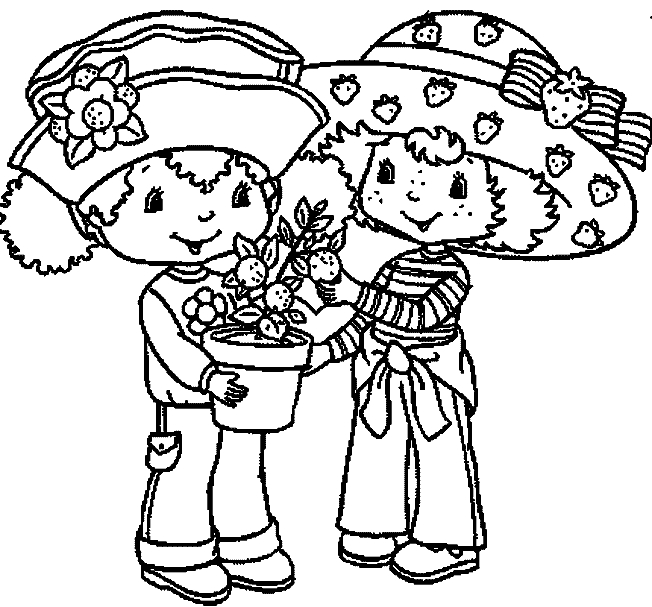 Charlotte aux fraises et Fraisinette dans un jardin ensoleillé
