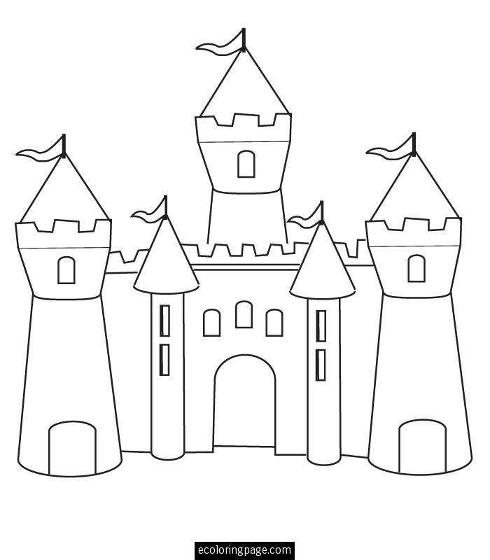 Coloriage d'un château majestueux avec des tours et des détails architecturaux