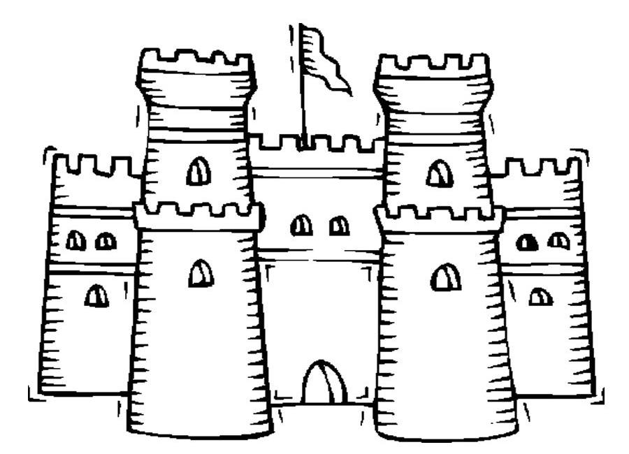 Coloriage d'un château majestueux au cœur d'un paysage naturel