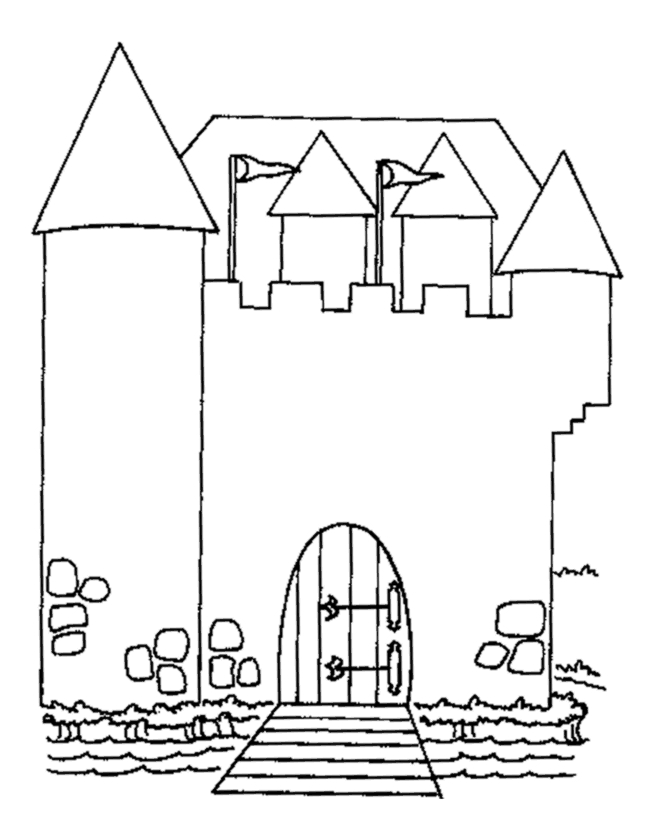 Coloriage d'un château majestueux entouré de nuages