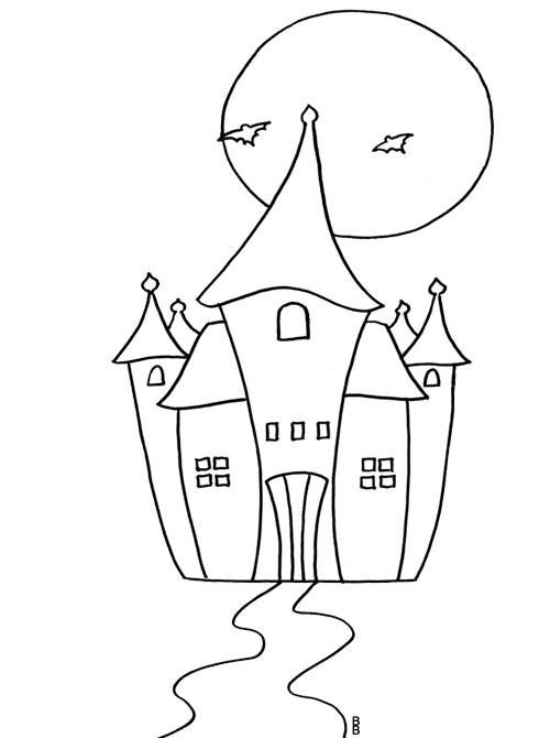 Coloriage d'un château majestueux entouré de paysages naturels