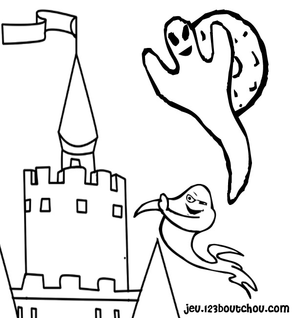 Coloriage d'un château majestueux avec un paysage environnant