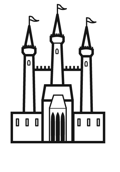 Coloriage d'un château médiéval entouré de tourelles