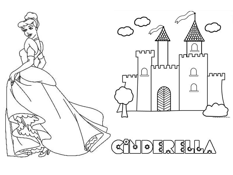 Coloriage d'un majestueux château entouré de verdure