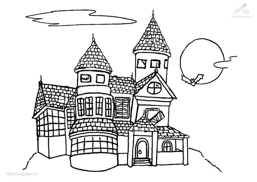 Coloriage d'un château médiéval avec tour et détails architecturaux