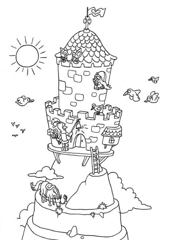 Coloriage d'un château majestueux au cœur d'une forêt