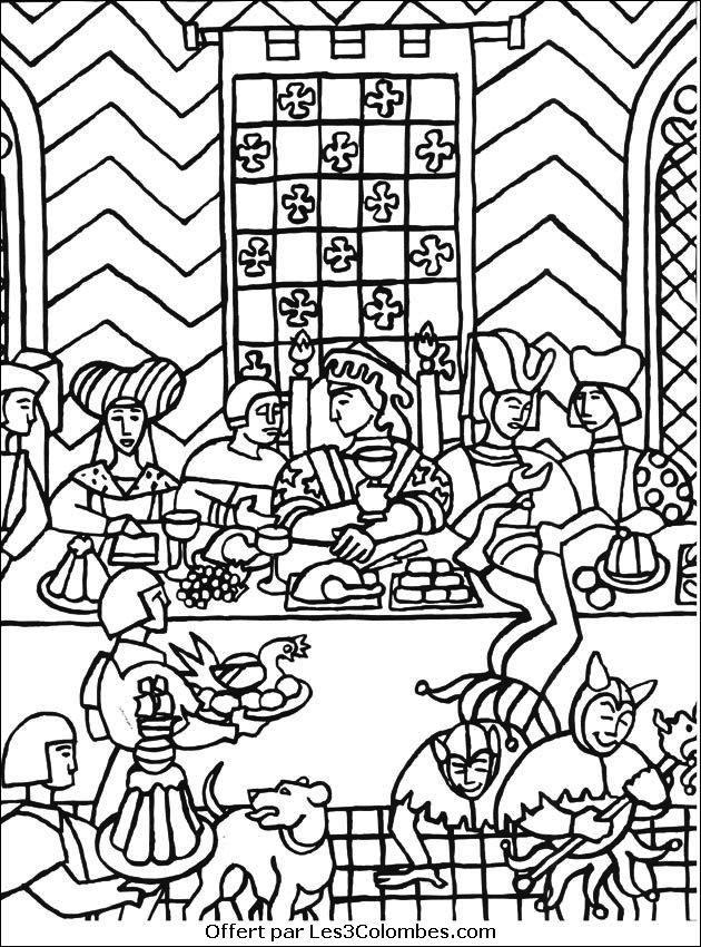 Coloriage d'un château majestueux avec jardins environnants