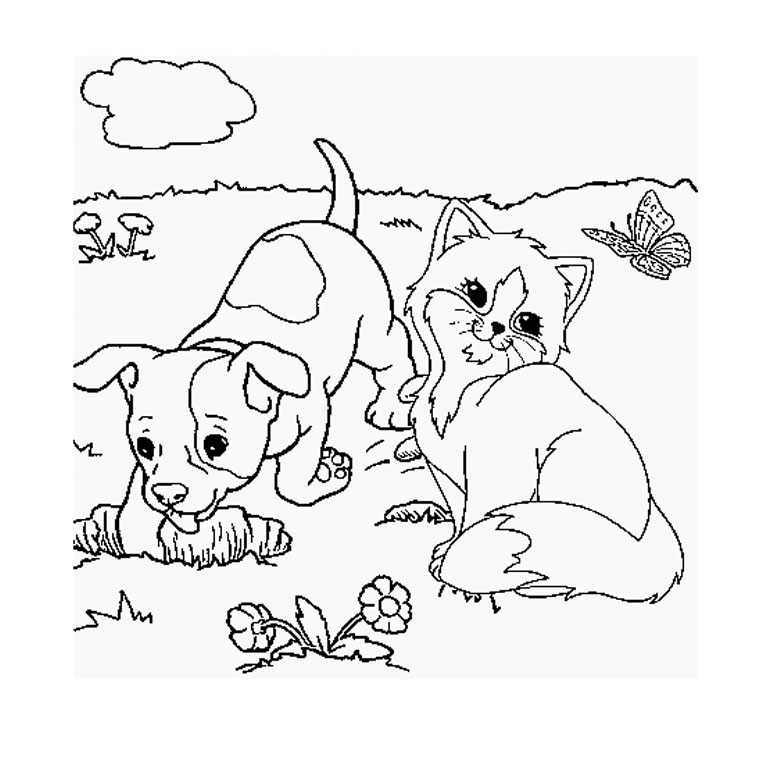 Coloriage d'un chaton mignon en pleine sieste sur un coussin