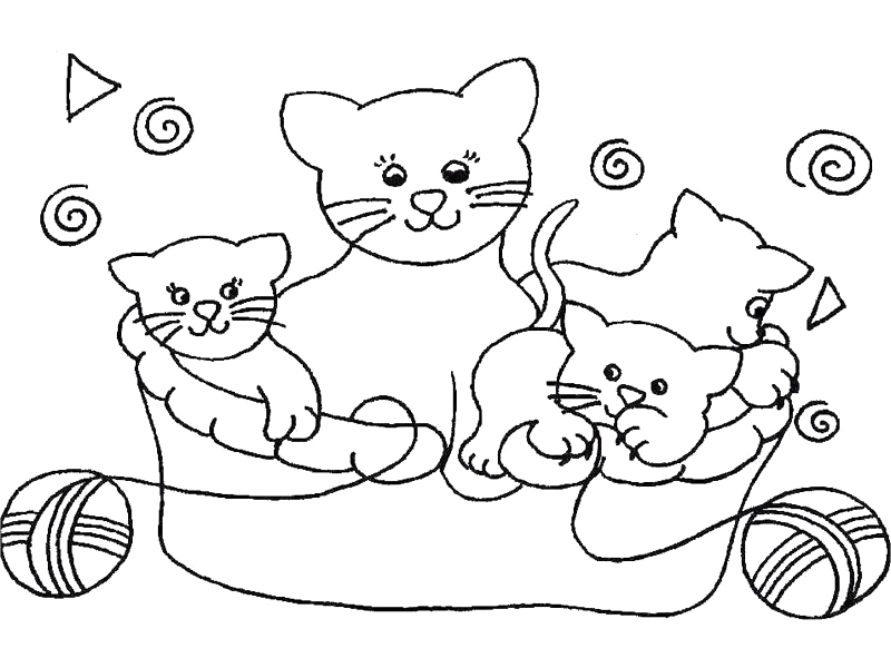 Coloriage d'un chaton espiègle jouant avec une pelote de laine