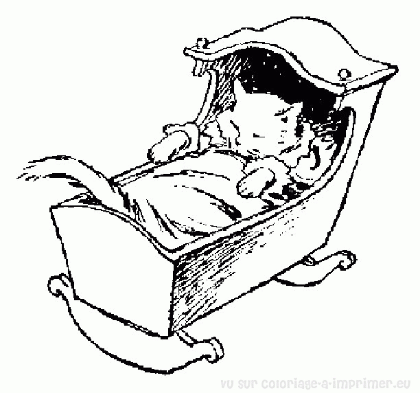 Coloriage d'un chaton joueur sur un coussin confortable