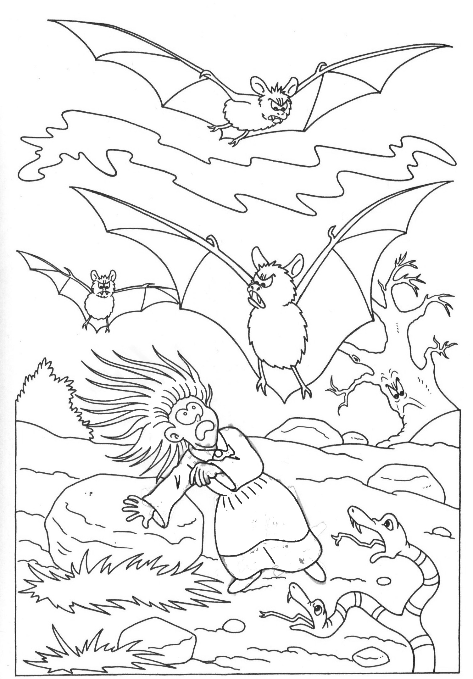 Coloriage d'une chauve-souris en vol dans un ciel nocturne Coloriage d'une chauve-souris en vol dans un ciel nocturne