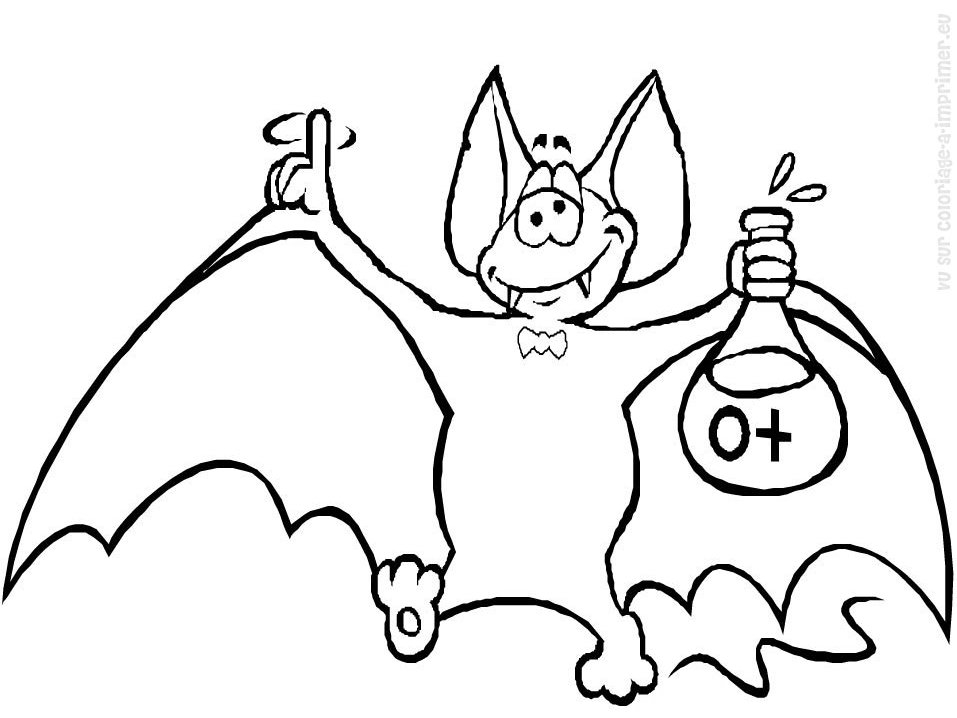 Coloriage d'une chauve-souris en plein vol sur fond de nuit étoilée Coloriage d'une chauve-souris en plein vol sur fond de nuit étoilée