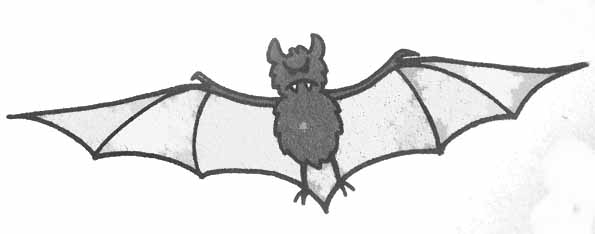 Coloriage d'une chauve-souris en vol sur un fond nuageux Coloriage d'une chauve-souris en vol sur un fond nuageux