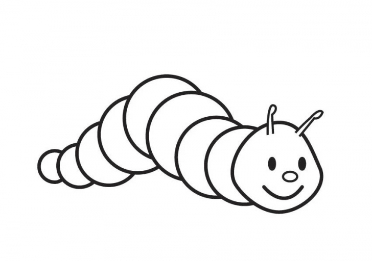 Coloriage d'une chenille joyeusement perchée sur une feuille