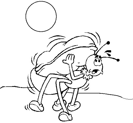 Coloriage d'une chenille amusante sur une feuille