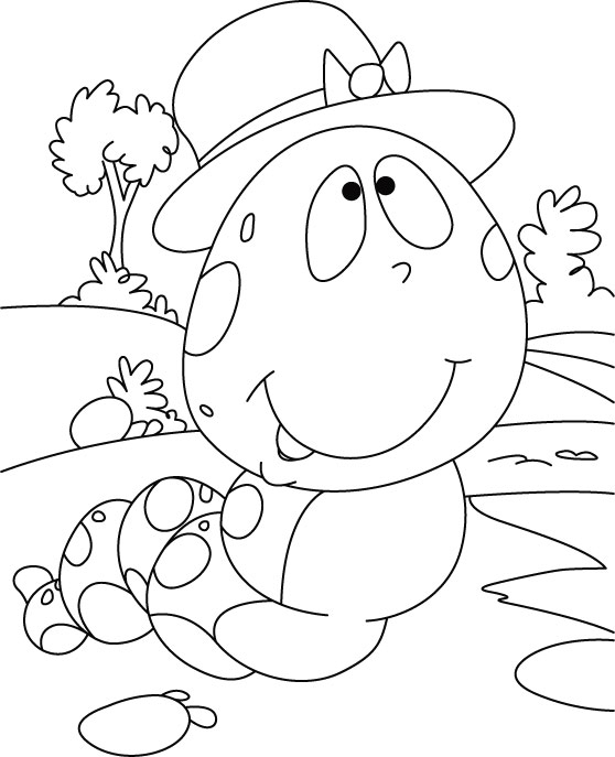 Coloriage d'une chenille sur une feuille verte