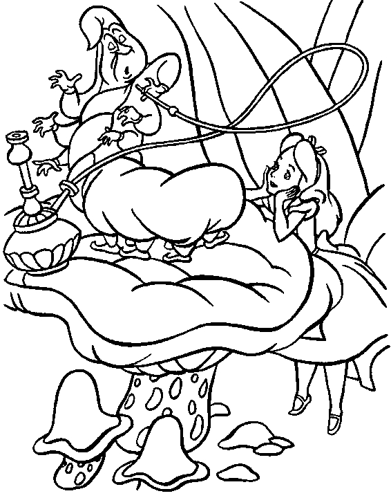 Coloriage d'une chenille joyeuse sur une branche