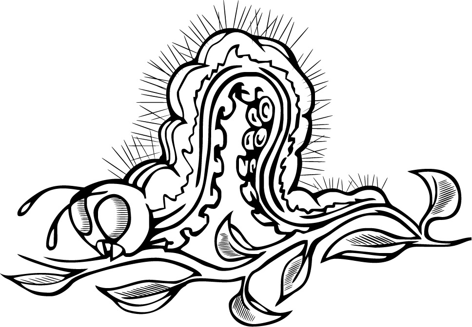Coloriage d'une chenille joyeuse sur une feuille